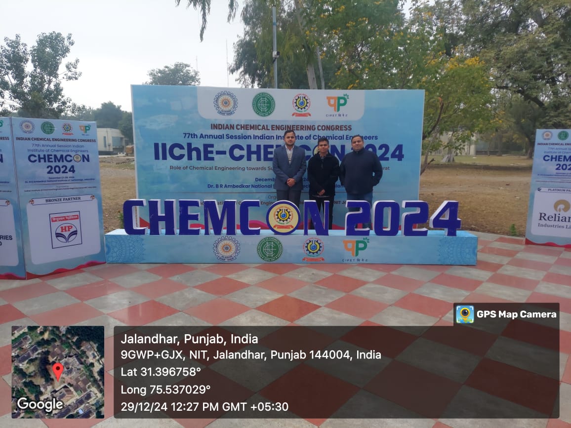 Student Participation at International Conference  CHEMCON 2024 at NIT Jalandhar