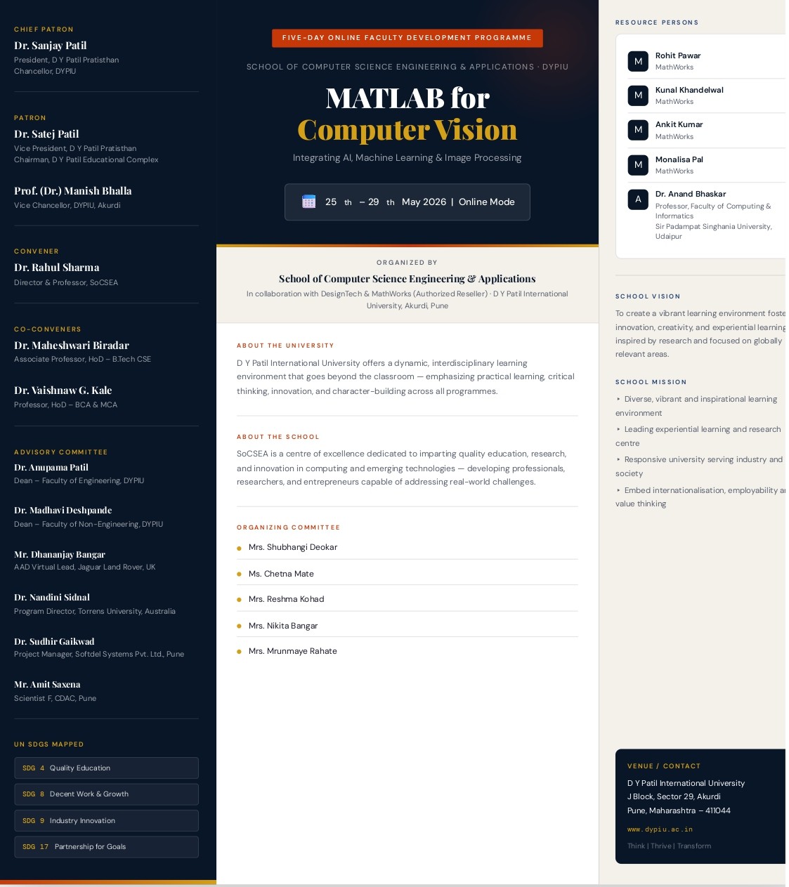 SoCSEA Organized Five-Day FDP on “MATLAB for Computer Vision