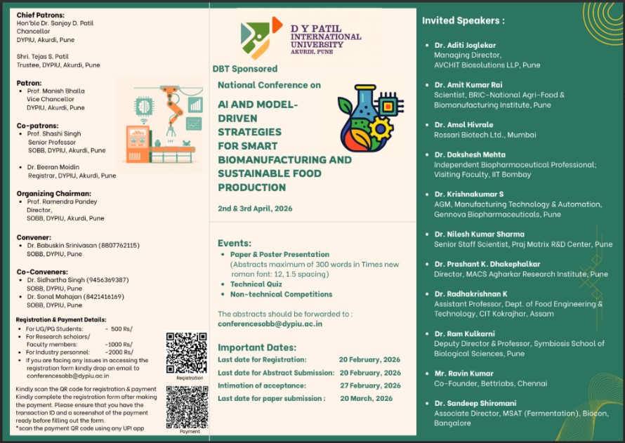 DBT sponsored national Conference on “AI & Model Driven Strategies for smart biomanufacturing & sustainable food production - Photo 1
